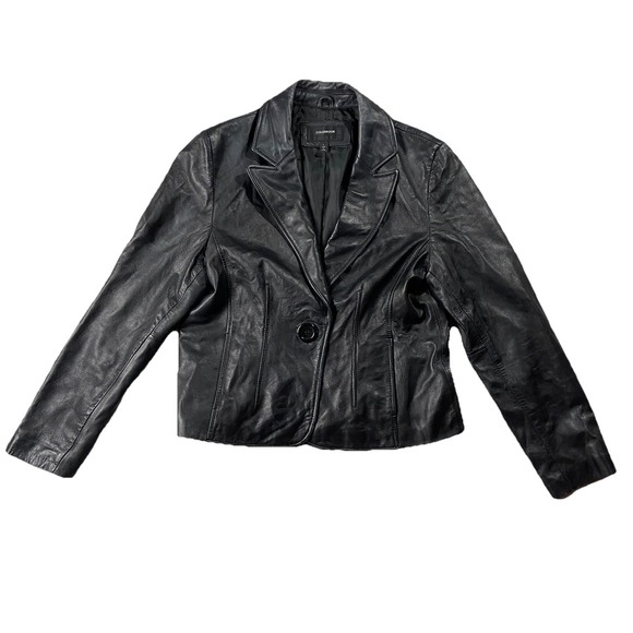Colebrook Jackets & Blazers - VTG Colebrook Soft Leather Jacket Blazer Black Women's L 90s Minimalism Grunge